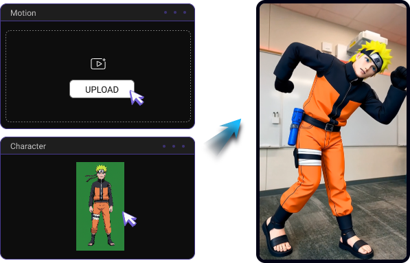 Erstellen Sie KI Body Swap Videos durch Hochladen